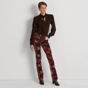 LAUREN Ralph Lauren Red Patterned Boot-Cut Pants